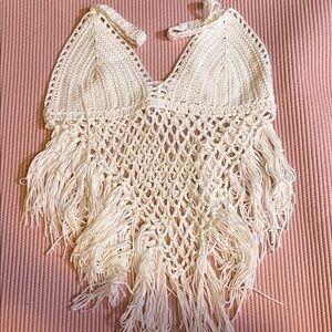 Chic Crochet Fringe Halter Top